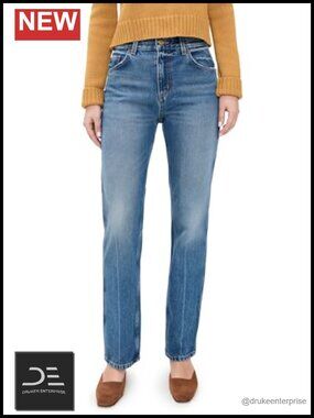 Women's High Rise Non-Stretch Denim Jeans 5-Pocket Button Zip Fly
